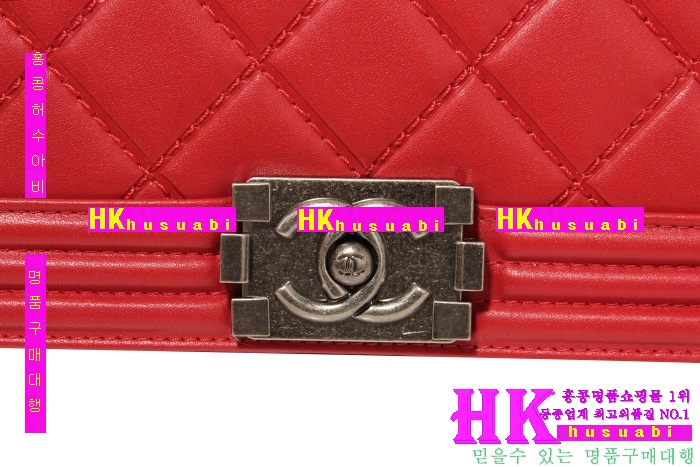 ★ 정품가죽사용★ 샤넬 보이백 91205-1 레드,은장(카프스킨)